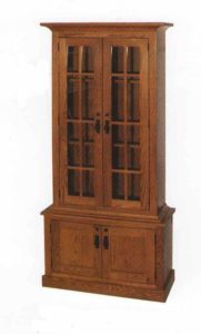 Shaker Mission Two Door Gun Cabinet with Mullions and Lower Cabinet Storage