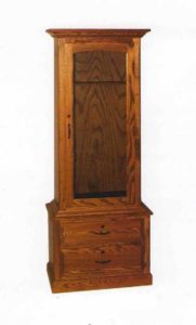 Amish Made Single Door Gun Cabinet with Step Out Base