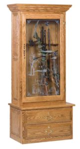 Amish Crafted Single Door Gun Cabinet with Etched Glas Front