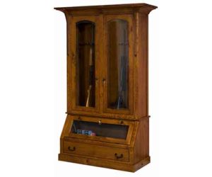 Amish Made Breckenridge Arched Door Gun Cabinet with Pistol/Knife Display