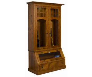 Amish Crafted Tribecca Arched Door Mullion Gun Cabinet with Pistol Display
