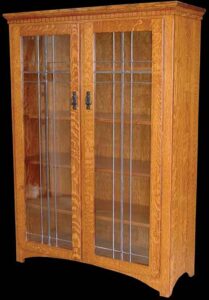 Amish Custom Made Mission bookcase with leaded glass