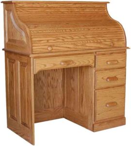 Amish Handcrafted Traditional Single Pedestal Roll Top Desk