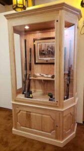 Amish Gun Cabinet and Trophy Case with Locking Top and Bottom Doors