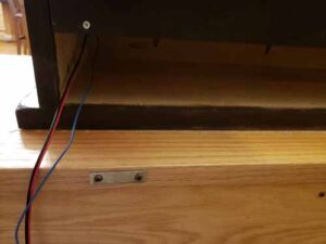 Back of Lower Pistol Display Cabinet with Wire Space