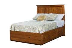 Platform Bed Custom Made Amish With Paneled Headboard.