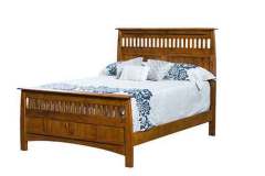 Hamilton Amish Hand Crafted Custom Bed With Slats and Inlays.