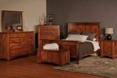 Queen Boulder Creek Dark Hardwood Custom Amish Crafted Bedroom Set.