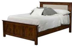 Flush Mission Amish Hand Crafted Bed With Fabric Panel.