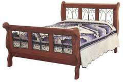 Classic Wrought Iron Amish Crafted Sleigh Bed crafted out of solid red oak.