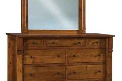 Custom Amish made Brockport mule dresser is shown here with a plain glass mirror.