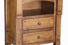 2 drawers and an open area show off the Brockport Amish crafted night stand. This is very will built piece of furniture.