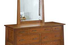 Here is our Cambridge dresser and beveled glass mirror. The way the legs are made it makes it looks narrower at the top but it isn't.