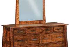 Brown Maple custom Cambridge dresser with a mirror is shown here. This has Michael's Cherry stain on it.