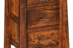 Our 3 drawer Cambridge custom Amish built night stand in Brown Maple wood is seen here.