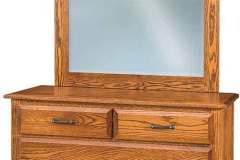 Our even smaller Eckenridge custom Amish built 4 drawer dresser with a mirror is seen here. This one is built with Oak wood.