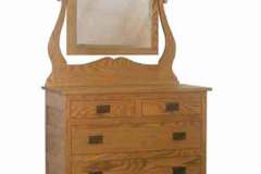 The smaller 4 drawer Granny Mission dresser with the mirror is shown here. Custom crafted by the Amish.