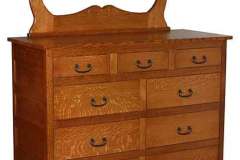 The 9 drawer Granny Mission mule dresser with the mirror is seen here. It is custom Amish crafted.