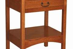 Custom Granny Mission style nightstand is seen here. The drawer and shelf are standard.