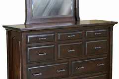 Shown here is the custom Amish built Homestead mule dresser. It also includes a beveled glass mirror.