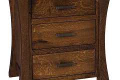 Shown here in 1/4 Sawn Oak wood is our custom designed Vandalia nightstand. It has 3 drawers but this can be changed.