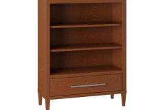 Our Amish made Haven bookcase seen here is made in Quarter Sawn Oak wood with Michael's Cherry stain. 