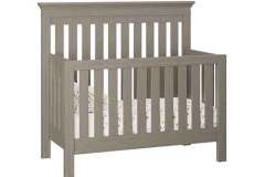 Amish Made Haven custom crib also comes with in a slat back style as well. Here you have it in Brown Maple with the Driftwood stain.