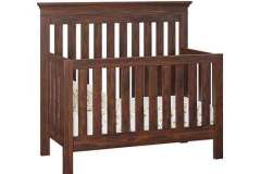 Amish Made Haven custom crib also comes with in a slat back style as well. Here you have it in Sap Cherry wood with Asbury stain.