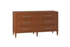 Amish crafted Haven style 6-drawer dresser that is 60" wide and done in Quarter Sawn Oak wood with Michael's Cherry stain