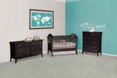 The Amish crafted Manhattan nursery collection with crib, changing station, and chest of drawers.