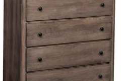 Our custom Shaker chest seen here has 5 full extension drawers featuring dovetailed construction.  Shown stained in our Bel Aire grey stain.