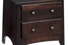 This is our custom Shaker style 2-drawer nightstand. Its just expressive enough to give a notable twist to its timeless design.