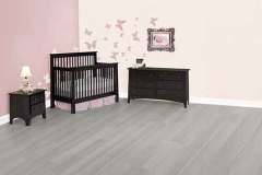 The complete Amish crafted Shaker childrens collection with Shaker conversion crib, changing dresser, and nightstand.