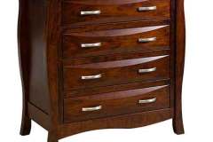 Has you little got a small room? The remedy for that is our Cayman 4-drawer dresser seen here without the box top. It is 41" wide and 39" high. Sap Cherry wood and Burnt Umber stain give this a beautiful look.