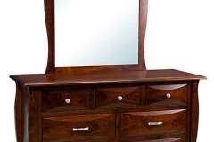 Our 7-drawer Cayman custom dresser is seen here with the mirror that is 43" high. This dresser as with all of them can be purchased without the mirror as well.