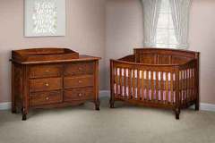 This is showing the French Country Crib and 6 drawer dresser with the Box Top changing table. Any of these custom pieces can be ordered together or separately.