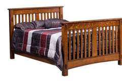 The custom McCoy crib is shown here that has been turned into a double bed. Feel free to choose a wood and stain color.