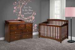 All of our Amish made conversion cribs change from a crib to a toddler bed, and then to a full size bed. You child or children will be able to use this for many years.