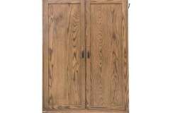 The front view of our Amish crafted Hunters Cabinet shows two full length flat panel doors that can be crafted with or without locks.