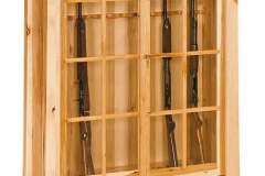 Our Amish crafted Witemer Gun cabinet with dual sliding doors and two full extension lower storage drawers.  Shown crafted out of rustic with with locking doors and drawers.