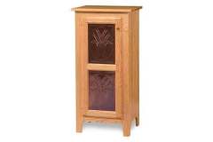 This custom Amish pie safe has an overlay door with the copper wheat insert.