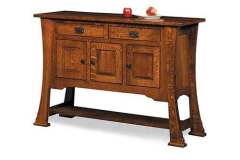 Check out the custom legs and foot design of the Amish Cambridge Sideboard shown in quarter sawn Oak wood.