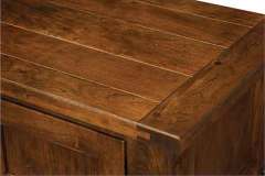 Plank top view of the custom Amish made Carson sideboard with the Walnut pegging in the top.