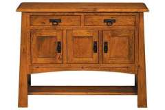 Flat panel doors that are flush inset as well as the drawers show off this custom Amish sideboard. The inlay adds extra beauty.