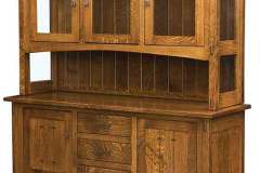 In quarter sawn Oak with a bead board back, lights, and in the Crestline style. This custom Amish made hutch is just for you.