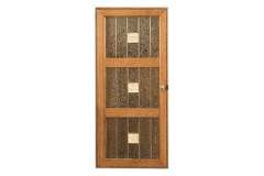 This seedy leaded glass is available on most Amish custom cabinetry.