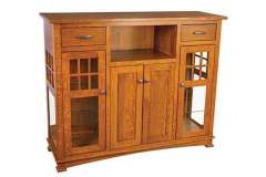 Plenty of storage is available in the Ethan High Amish custom buffet in Quarter Sawn Oak wood.