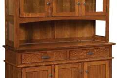 The Ethan hutch is made with Quarter Sawn Oak wood and is custom built by the Amish. It comes complete with glass end panels and touch lighting.