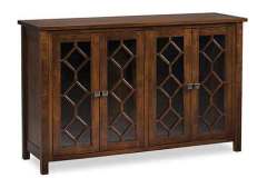 This 4 door Hayden buffet is Amish custom made and shown with glass doors with wood trim.