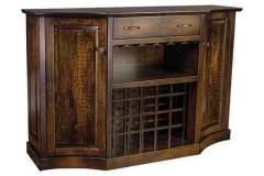 Custom Amish made Kimberly wine cabinet with raised panel doors and ends. It also has wine glass and bottle storage.